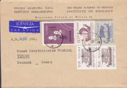 Poland LOTNICZA Par Avion Label INSTYTUT ZOOLOGICZNY Institute Of Zoology WARSZAWA 1966 Cover Brief VIBORG Denmark - Brieven En Documenten