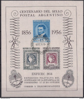 1956 Argentinien Mi. Bl. 11 Yv. BF 10 Used  100 Jahre Briefmarken In Argentinien - Ongebruikt