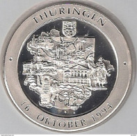 999/1000 Silber Medaille " Thüringen    " PP   36 Mm DMR Rohgewicht : 14 G Prägung : Hochrelief - Souvenir-Medaille (elongated Coins)