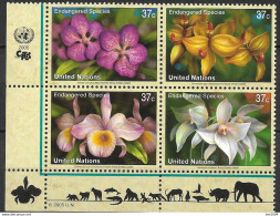 2005 UNO NEW YORK   MI.973-6**MNH     Gefährdete Arten : Orchideen. - Ungebraucht