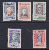 1937 - España - Beneficiencia - Edifil 12/16 - Pedagogos - MNH - Beneficiencia (Sellos De)