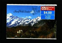 NEW ZEALAND - 1990  $ 4  BOOKLET  MT  COOK  OVPT  WORLD STAMP LONDON  MINT NH - Postzegelboekjes