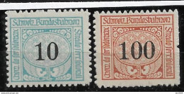 1913  Schweiz   Eisenbahnmarken Mi. 2 + 10 ** MNH - Bahnwesen