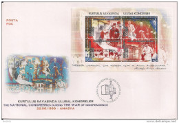 1999 Türkei  Mi. Bl. 42 FDC 80. Jahrestag Der Unabhängigkeitskongresse Von Erzurum Und Sivas. - FDC