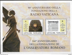 2021 Vatikan  Mi. Bl. 71**MNH   90 Jahre Radio Vatikan; 160 Jahre Tageszeitung LOsservatore Romano - Nuevos