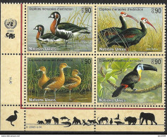 2003 UNO Genf  Mi. 466-9 **MNH  Gefährdete Arten (XI): Vögel - Neufs