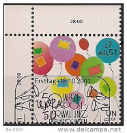 2001UNO Wien Mi.  342 Used  Luftballone Mit Stilisierten Briefmarken - Used Stamps
