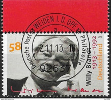 2013 Germany Allem.Fed. Deutschland  Mi. 3037 FD-used  Weiden  100. Geburtstag Von Willy Brandt. - Gebraucht