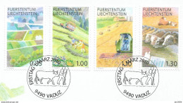 2010 Liechtenstein Mi. 1549-52  FD - Used Briefstück  . Landwirtschaft In Liechtenstein. - Oblitérés