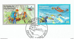 2010 Liechtenstein Mi. 1545-6  FD - Used Briefstück  Freiwillige Aktivitäten Zum Bevölkerungsschutz - Gebruikt