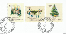 2008 Liechtenstein Mi. 1502-4 FD - Used Briefstück  Weihnachtskarten Von 1920 - Usati