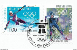 2010 Liechtenstein Mi. 1543-4  FD - Used Briefstück   Olympische Winterspiele, Vancouver. - Oblitérés