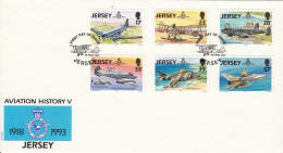 Jersey 1993 Aviation History On Official FDC - Jersey