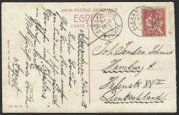 F14 - Egypt Alexandria French Office - Postcard 1913 To Hamburg Germany - Canal Mahmoudieh - Covers & Documents