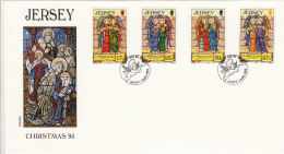 Jersey 1993 Christmas On Official FDC - Jersey