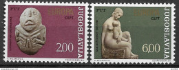 1974 Jugoslawien   Mi. 1557-8**MNH  Europa: Skulpturen - 1974