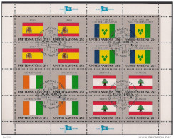 1988 UNO NY Mi.  553-68 Used    Sheet   Flaggen Der UNO-Mitgliedsstaaten - Hojas Y Bloques