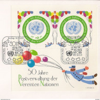 2001 UNO Wien Mi. Bl 15 FD Used  50 Jahre Postverwaltung Der Vereinten Nationen - Used Stamps