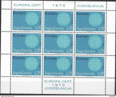 1970 Jugoslawien   Mi. 1379-80**MNH   Sheet  Europa: - 1970