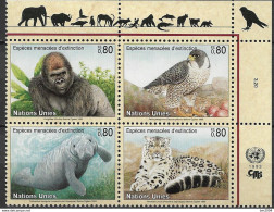 1993 UNO  Genf   Mi.  227-30**MNH  Gefährdete Tiere - Unused Stamps