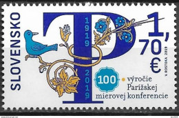 2019 Slowakei Slovensko  Mi. 881 **MNH . 100. Jahrestag Der Pariser Friedenskonferenz. - Unused Stamps