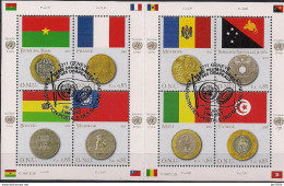 2007 UNO  Genf    Mi.  565-72 Used     Flaggen Und Münzen Der Mitgliedsstaaten - Blocs-feuillets