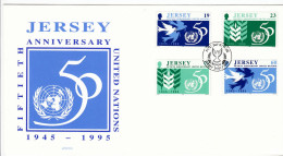 Jersey 1995 United Nations, Set 4 On Official FDC - Jersey