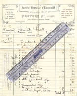 Facture Société Romande D'éléctricité 1906 Territet Vevey Aigle Adjonction De Lampes - Zwitserland