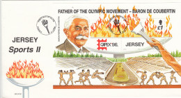 Jersey 1996, Olympics Miniature Sheet - On Official FDC - Jersey