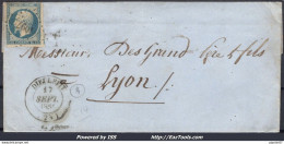 FRANCE N°14A SUR LETTRE PC 1097 DIEULEFIT DROME + CAD TYPE 14 DU 17/09/1854 - 1853-1860 Napoleone III