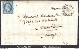 FRANCE N°14A SUR LETTRE PC 809 CHATILLON EN DIOIS DROME + CAD DU 17/12/1854 - 1853-1860 Napoléon III.