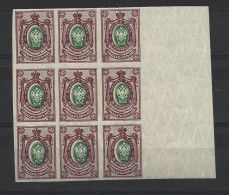 Bloc De 9 Timbres Non Dentelés 35 Kopecks Avec Variété Centre Décalé Neufs Sans Charnières - Ongebruikt