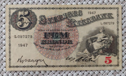 Sweden - Schweden - Suede 5 Kronor 1947 - L.087279 - Suède