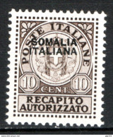 Somalia 1939 Recapito Sass.Rec.1 **/MNH VF/F - Somalië