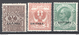 Eritrea 1924 Sass.77/79 **/MNH VF/F - Erythrée