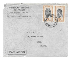 Par Avion Sur Lettre Du CONSULAT GÉNÉRAL  DE FRANCVE AU CONGO BELGE Pour LYON (France) - Lettres & Documents