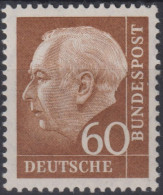 1954 Deutschland > BRD, ** Mi:DE 190xWv, Sn:DE 715, Yt:DE 71B, Professor Dr. Heuss "Heuss (I)" - Ungebraucht