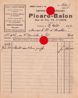 NAMUR Imprimerie Lithographie PICARD BALON 1919 - Stamperia & Cartoleria