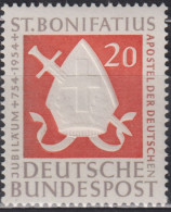 1954 Deutschland > BRD, ** Mi:DE 199, Sn:DE 724, Yt:DE 75, Hl. Bonifatius, Durchbohrte Mitra - Ungebraucht