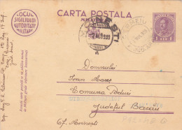 Romania, 1939, WWII  Censored, CENSOR, POSTCARD STATIONERY - 2de Wereldoorlog (Brieven)