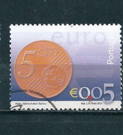 N° 2542 Nouvelle Pièce Euro  0.05 €  Timbre  Portugal 2002 Oblitéré - Oblitérés