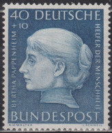 1954 Deutschland > BRD, ** Mi:DE 203, Sn:DE B341, Yt:DE 79, Bertha Pappenheim - Ungebraucht