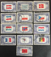 1943 United States - Overrun Countries - Flags - 13 Stamps - Used - Usati