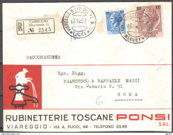 Italia Repubblica Busta Pubblicitaria Rubinetterie Toscane Ponzi Viareggio VF/F - 1946-60: Marcophilie