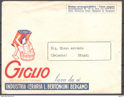 Italia Regno Busta Pubblicitaria Industria Ceraria Bertoncini Bergamo VF/F - Publicité