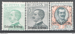 Eritrea 1925 Sass.93/95 **/MNH VF/F - Erythrée