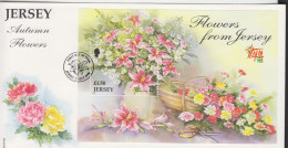 Jersey 1998, Autumn Flowers Miniature Sheet - On Official FDC - Jersey