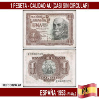 C0297.2# España 1953. 1 Peseta (AU) P144a.2 - 1-2 Pesetas