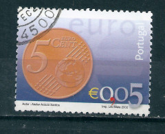 N° 2542 Nouvelle Pièce Euro  0.05 €  Timbre  Portugal 2002 Oblitéré - Oblitérés
