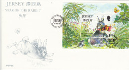 Jersey 1999, Year Of The Rabbit M/Sheet - On Official FDC - Jersey